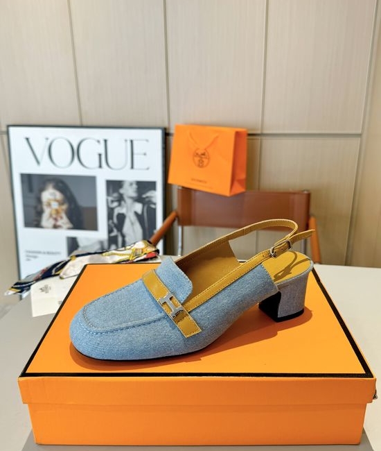 Hermes Square Toe Buckle Mules Comfortable Leather Insole