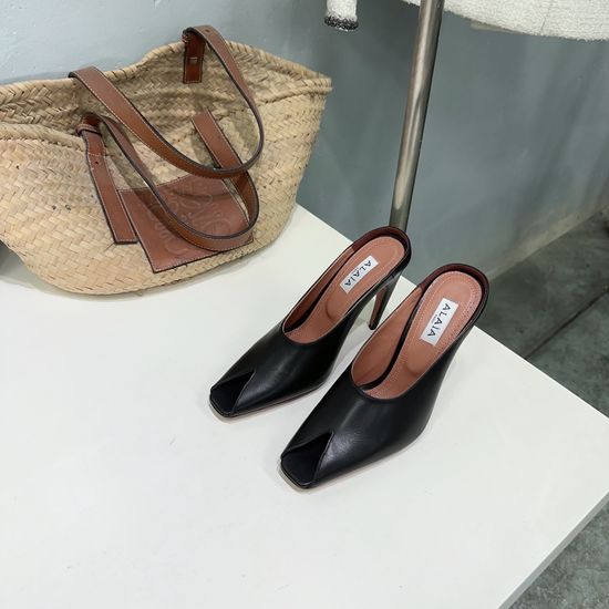 Alaia Peep Toe High Heel Sandals Premium Leather Upper