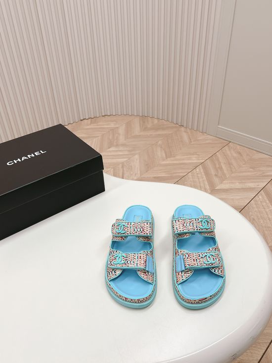 Chanel Quilted Platform Beach Sandals Slides