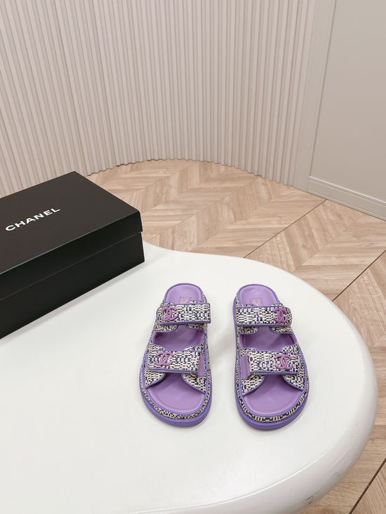 Chanel Quilted Platform Beach Sandals Slides