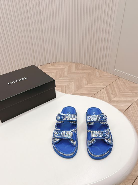 Chanel Quilted Platform Beach Sandals Slides