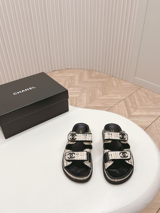 Chanel Quilted Platform Beach Sandals Slides