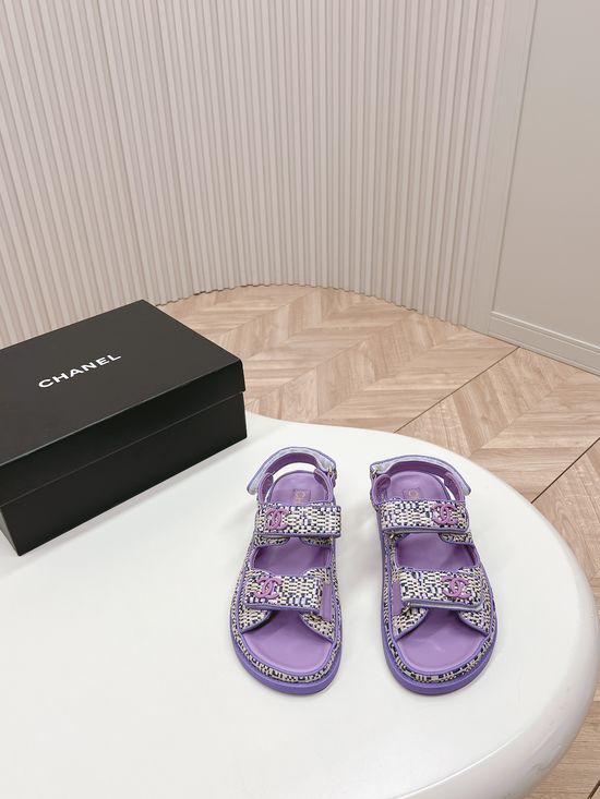 Chanel Quilted Platform Beach Sandals Slides