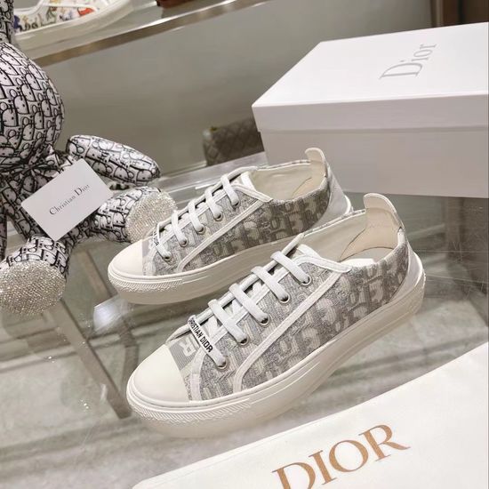 Christian Dior Embroidered Printed Canvas Thick Sole Comfort Sneakers