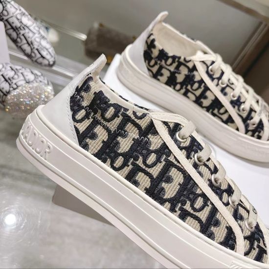 Christian Dior Embroidered Printed Canvas Thick Sole Comfort Sneakers