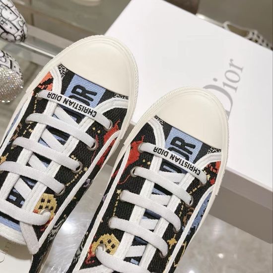 Christian Dior Embroidered Printed Canvas Thick Sole Comfort Sneakers