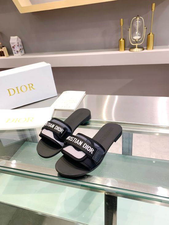 Christian Dior Cotton Fabric Embroidered Slip on Comfort Shoes