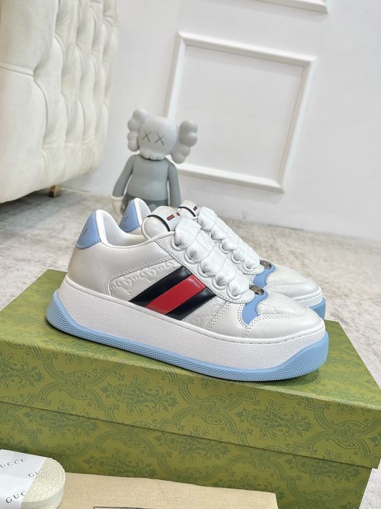 Gucci Vintage Worn Look Platform Sneakers Breathable Comfortable Casual Shoes