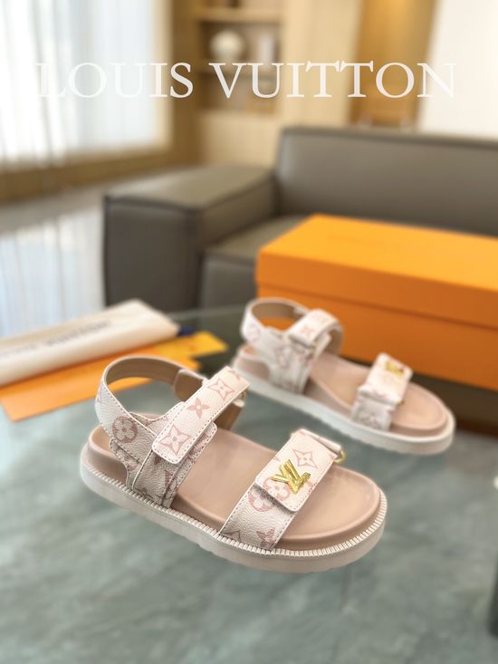 Louis Vuitton Casual Flat Sandals Adjustable Strap Non-slip Sole
