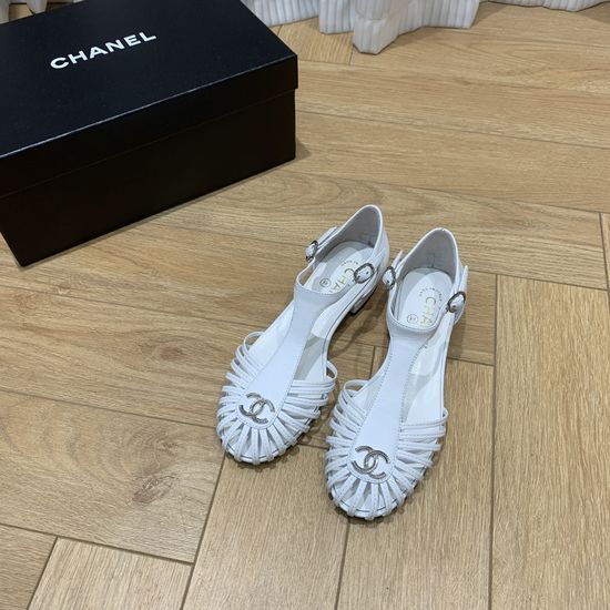 Chanel Vintage Woven Genuine Leather Casual Sandals