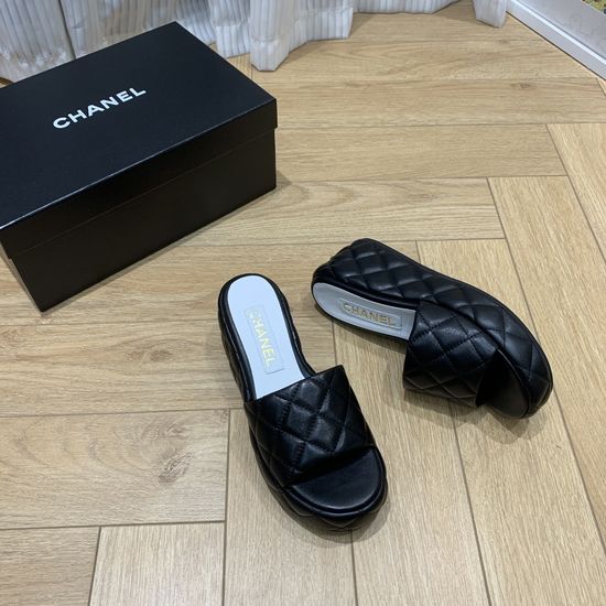 Chanel Peep-toe Platform Slides Comfortable Non-slip Casual Footwear