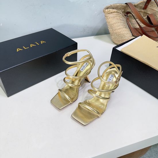 Alaia Strap Detail Square Toe High Heel Slide Sandals