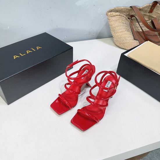 Alaia Strap Detail Square Toe High Heel Slide Sandals