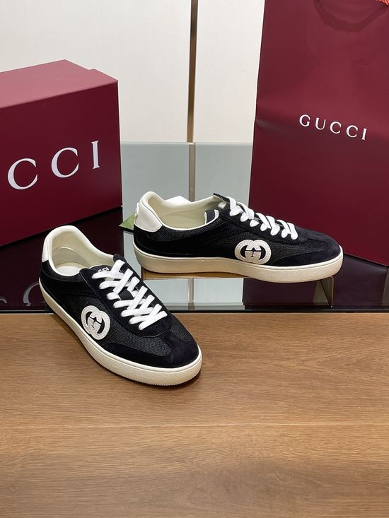 Gucci Suede Mesh Casual Sneakers with Logo and Premium Gift Box