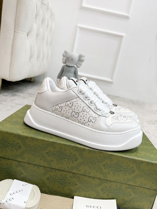 Gucci Retro Distressed Platform Sneakers Soft Lining Non Slip Sole