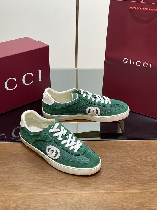 Gucci Suede Mesh Casual Sneakers with Logo and Gift Packaging