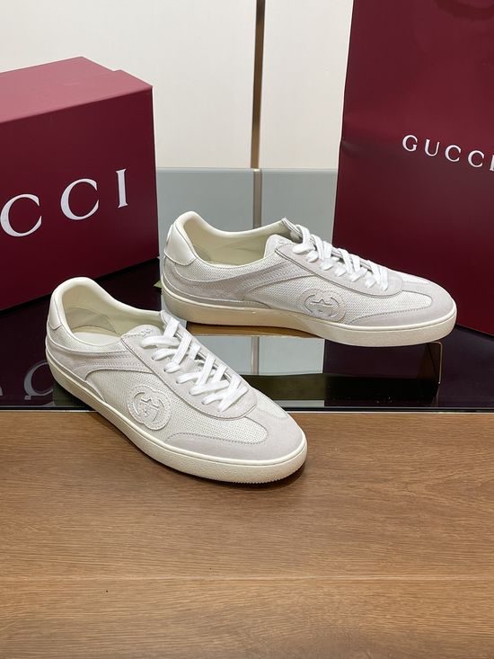 Gucci Suede Mesh Casual Sneakers with Logo and Gift Packaging