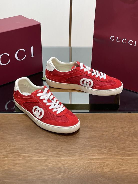 Gucci Suede Mesh Casual Sneakers with Logo and Gift Packaging
