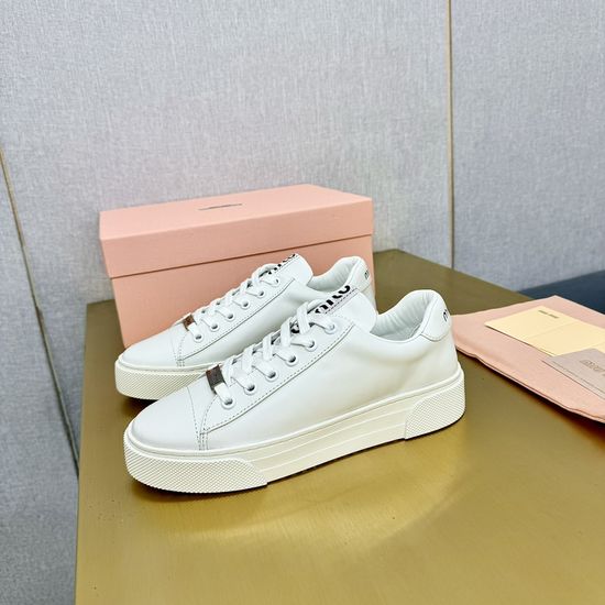 Miu Miu Minimalist Leather Sneakers with Silk-Lined Interior