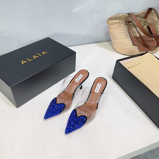 Alaia Rhinestone Heart Decor Pointed Toe High Heel Sandals