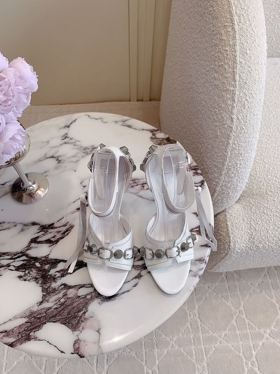 Balenciaga Stylish Studded High Heel Leather Sandals