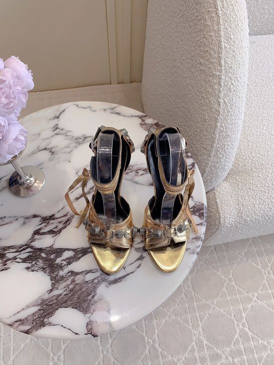 Balenciaga Stylish Studded High Heel Leather Sandals
