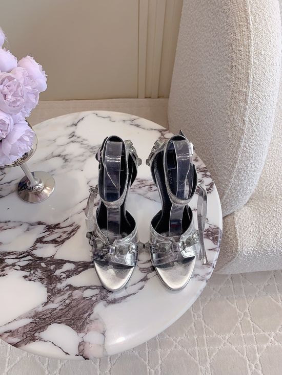 Balenciaga Stylish Studded High Heel Leather Sandals