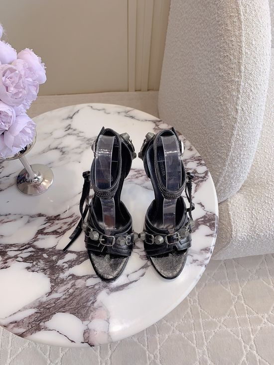 Balenciaga Stylish Studded High Heel Leather Sandals