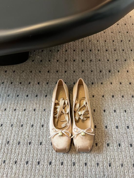 Christian Dior Satin Square Toe Comfortable Ballet Flats