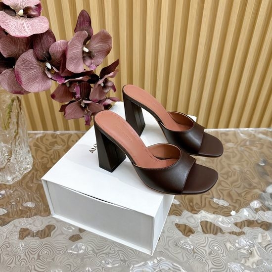 Amina Muaddi Patent Leather High Heel Shoes with Genuine Sole