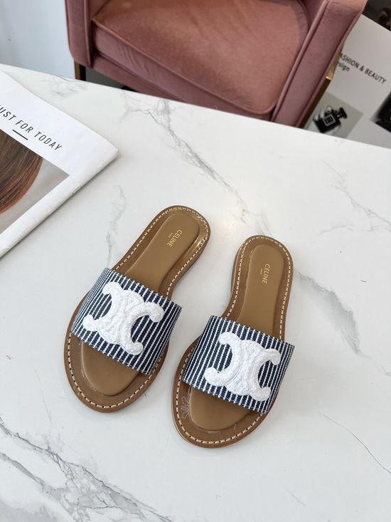 Celine Custom Fabric Upper Comfortable Mule Slippers