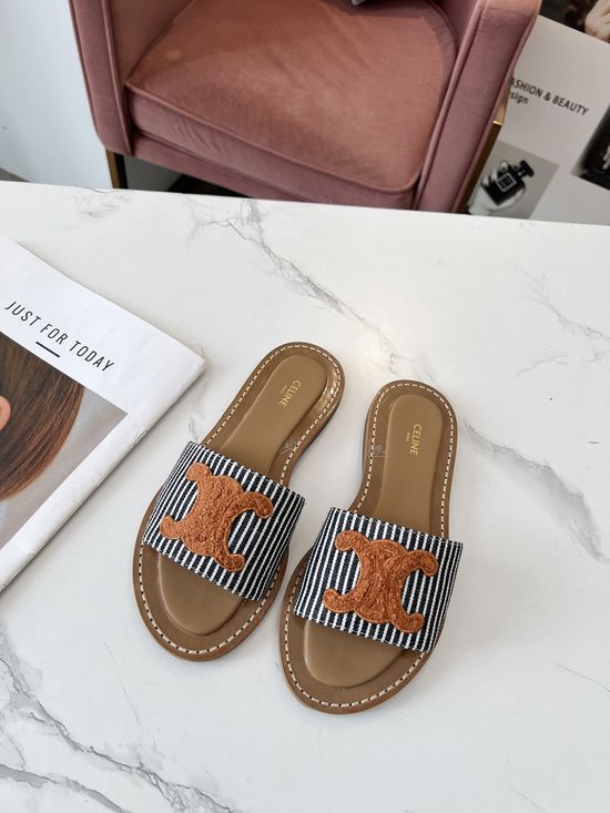 Celine Custom Fabric Upper Comfortable Mule Slippers