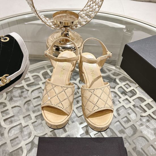 Chanel Comfortable Platform Leather Wedge Sandals