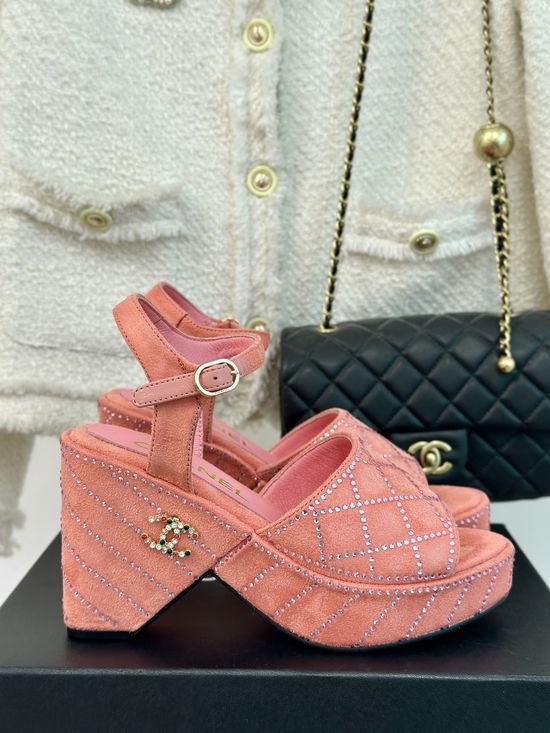 Chanel Logo Thick Heel Fashion Comfortable Platform Sandals