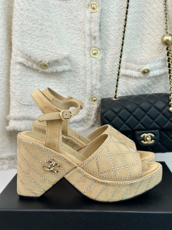 Chanel Logo Thick Heel Fashion Comfortable Platform Sandals