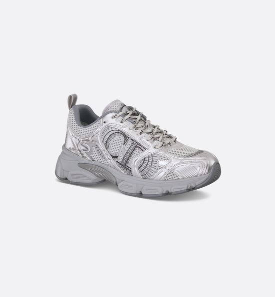 Christian Dior Metallic Leather Mesh Casual Sneakers With Accent Details