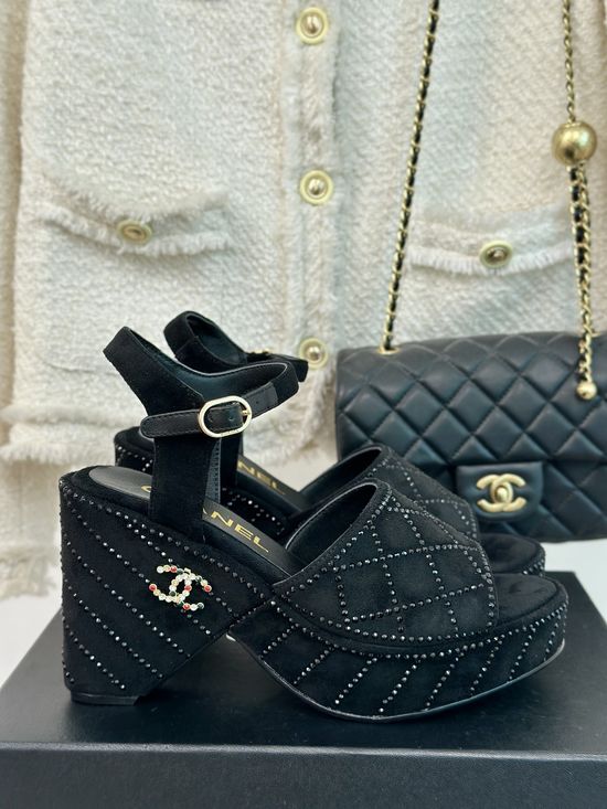 Chanel Logo Thick Heel Fashion Comfortable Platform Sandals
