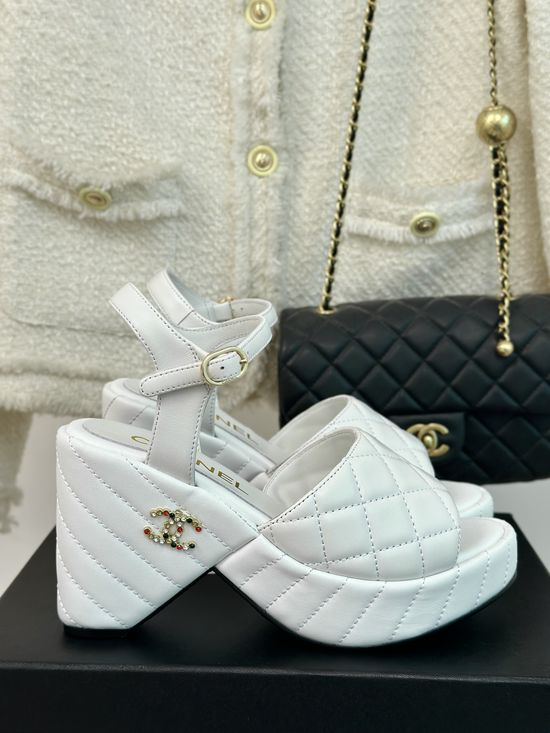 Chanel Logo Thick Heel Fashion Comfortable Platform Sandals