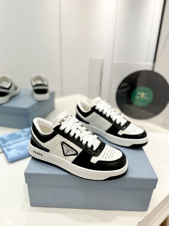 Prada Premium Square Toe Soft Leather Casual Comfort Shoes