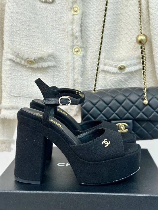 Chanel Logo Chunky Heel Waterproof Platform Fashion Sandals