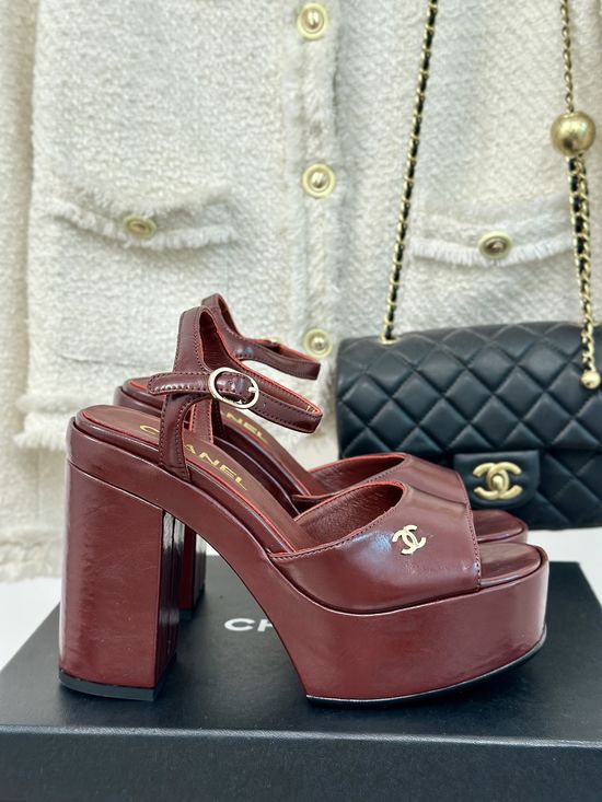 Chanel Logo Chunky Heel Waterproof Platform Fashion Sandals