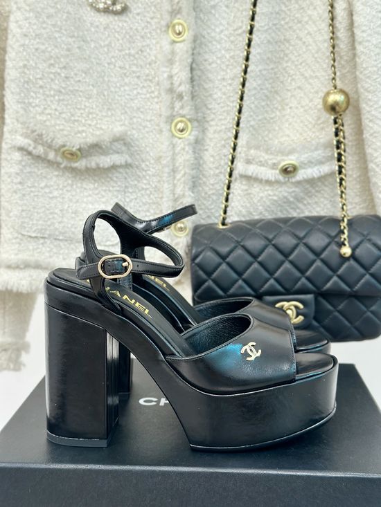Chanel Logo Chunky Heel Waterproof Platform Fashion Sandals