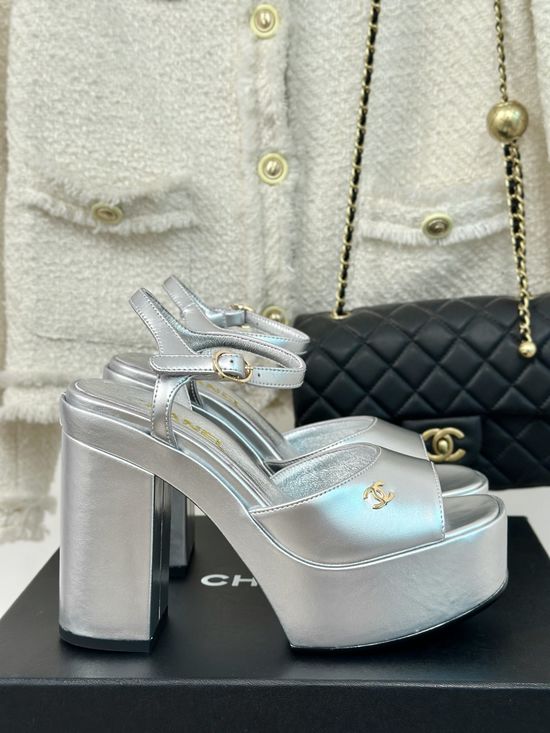 Chanel Logo Chunky Heel Waterproof Platform Fashion Sandals
