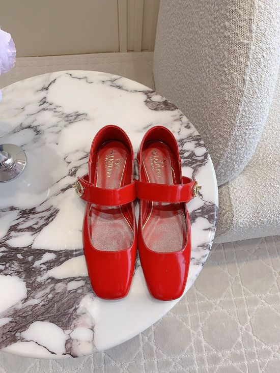 Valentino Classic Buckle Decor Leather Mary Jane Flats