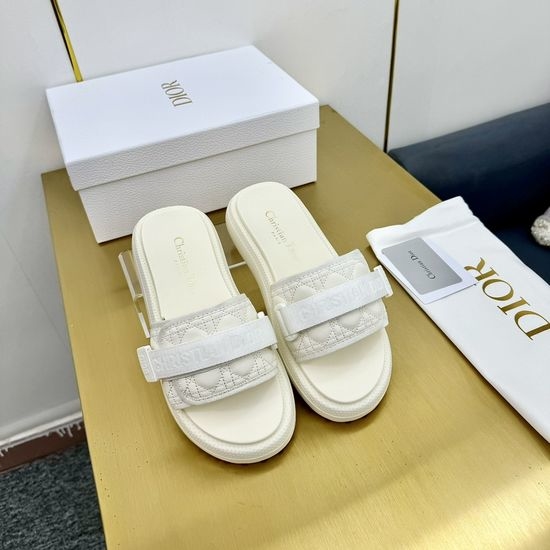 Christian Dior CD Quilted Pattern Adjustable Thick Sole Slide Sandals