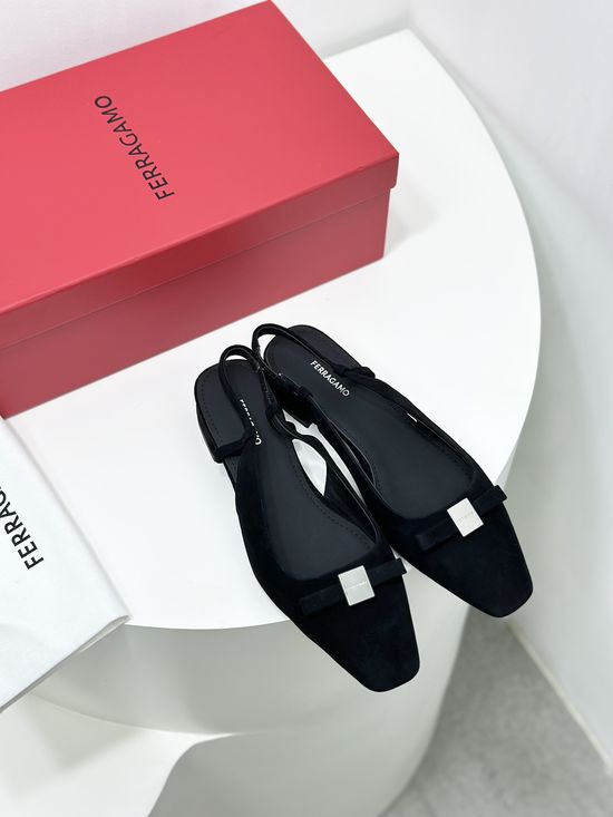 Ferragamo Bow Decor Square Toe Slingback Mary Janes