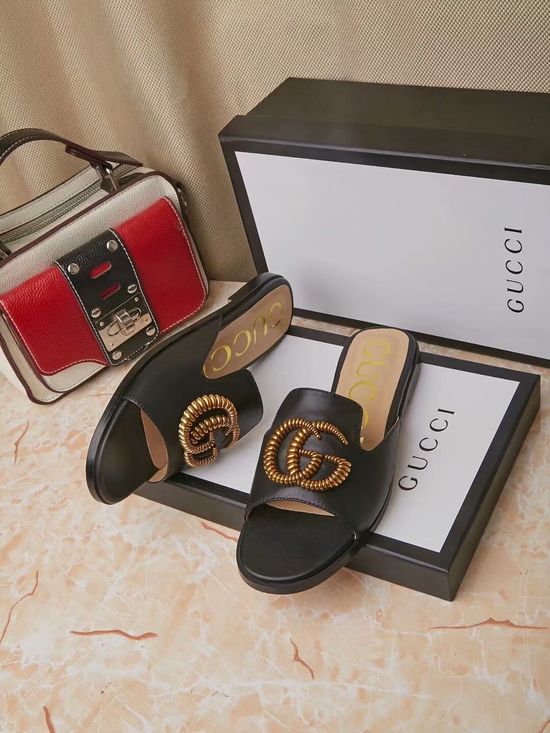 Gucci Versatile Genuine Leather Casual Comfort Slide Sandals