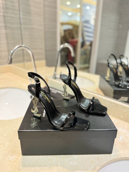 Yves Saint Laurent Unique Letter-Heel High Heeled Sandals