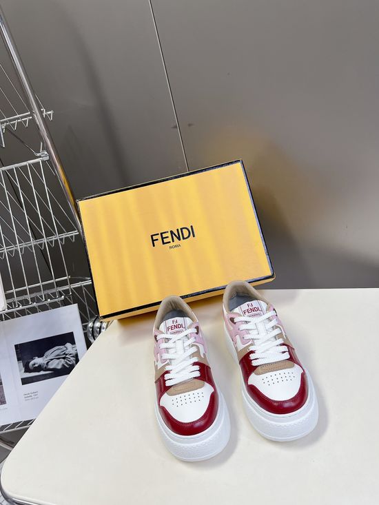 Fendi Stitched Splicing Thick Sole Height Boosting Sneakers