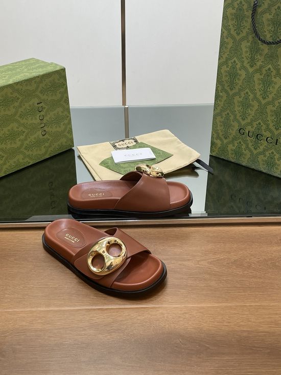 Gucci Nautical Chain Leather Slide Sandals Premium Quality